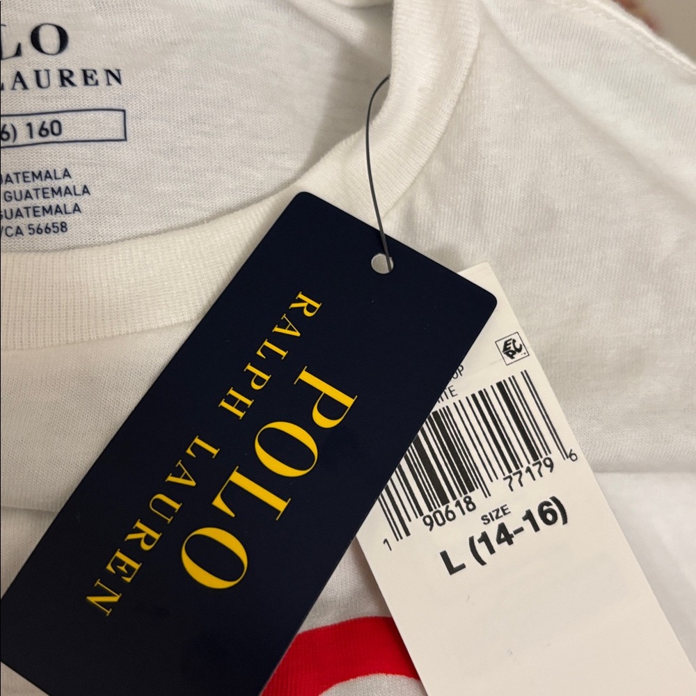 Polo Ralph Lauren White Tee with Bear boy NWT large - Picture 6 of 6